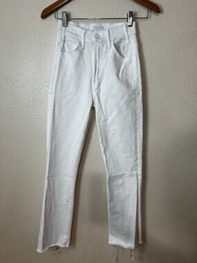 Mother the hustler ankle fray Jeans in white fairest of them all WOMENS 24